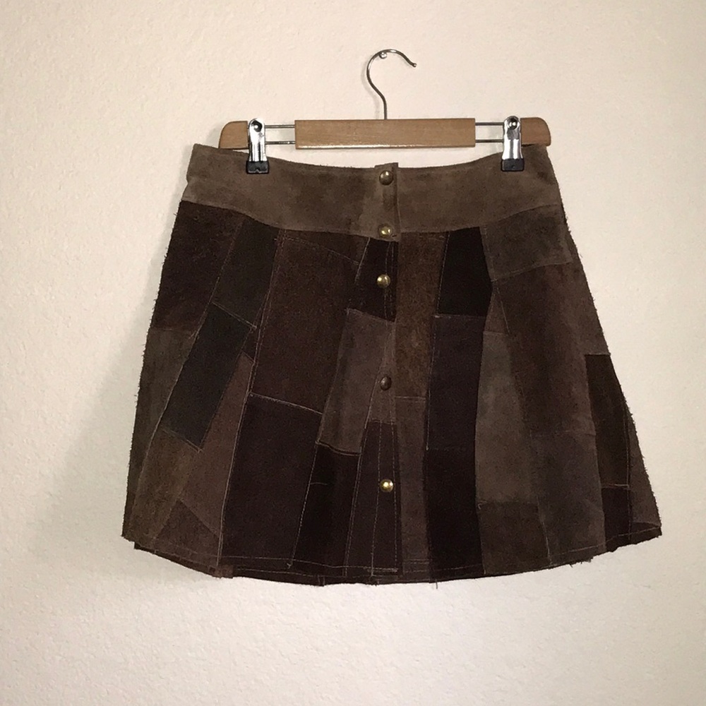 Suede mini skirt